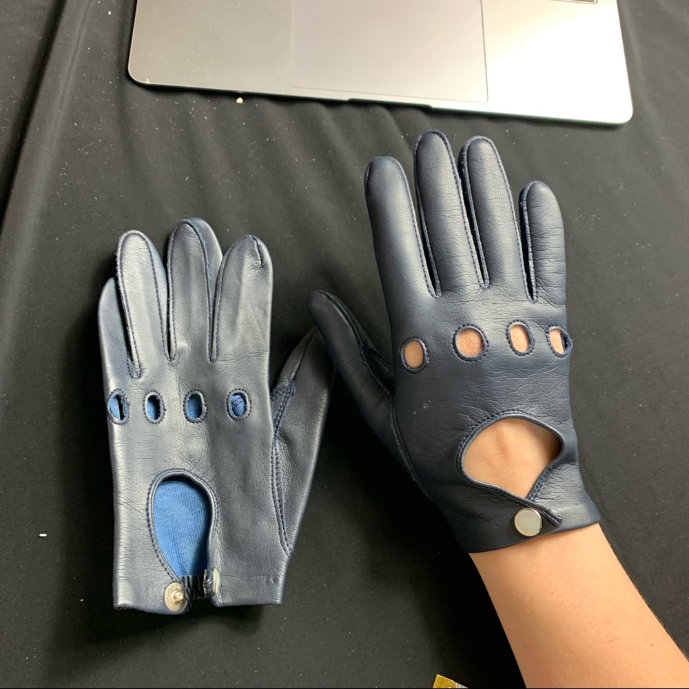 VIntage navy blue Driving Gloves - Picture 7 of 7